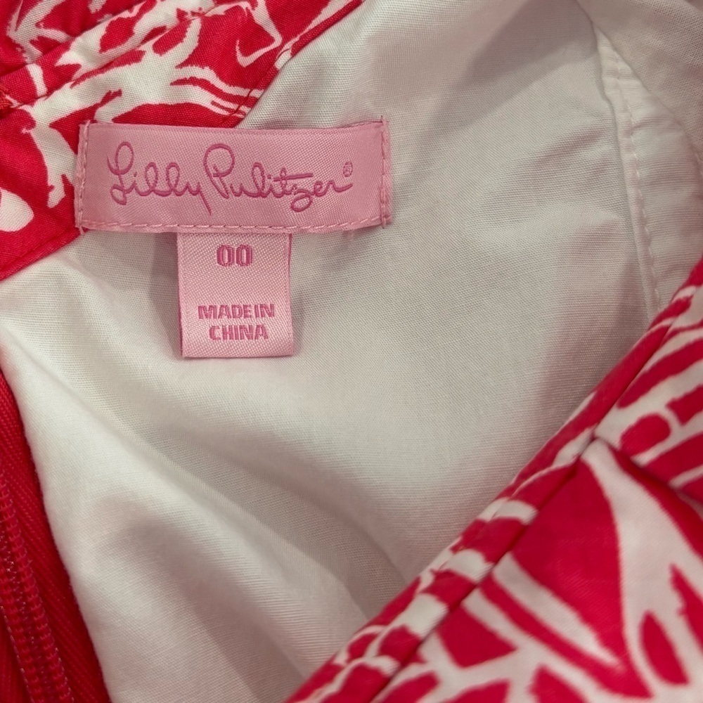 Lilly Pulitzer Sandra Ruffled One Shoulder Dress In Punch Pink Women's Size 00 - Picture 3 of 5